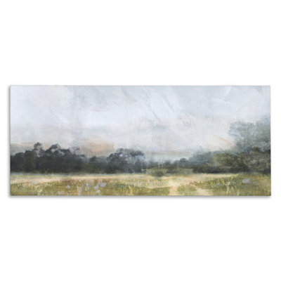Au-729-Toile, "Paysage champêtre abstrait" sur toile par Nina, peinture bleue