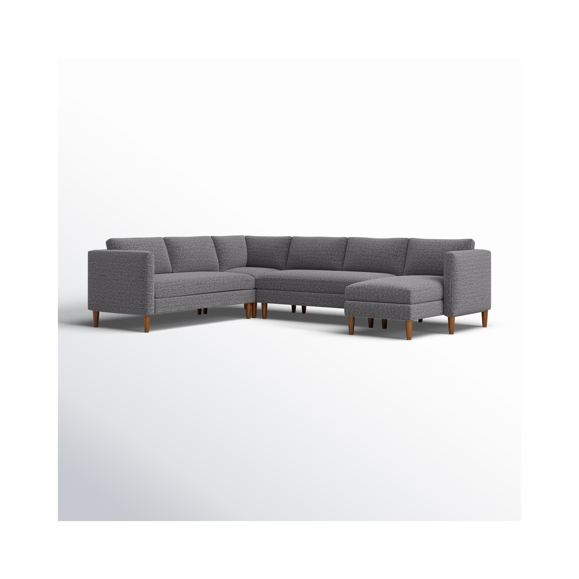 Clifford 4-Piece Upholstered Custom Sectional, Valet Carbon Tweed, Right Hand Facing