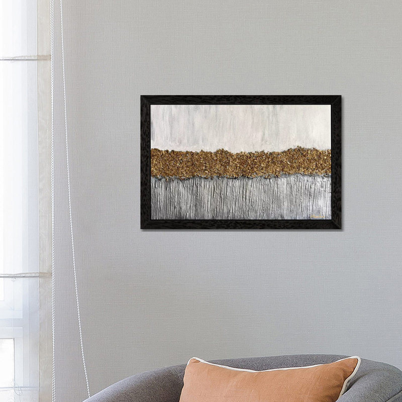Golden Formation by Nikki Chauhan - Floater Frame Painting on Canvas, Black, 66.04 cm H x 45.72 cm W