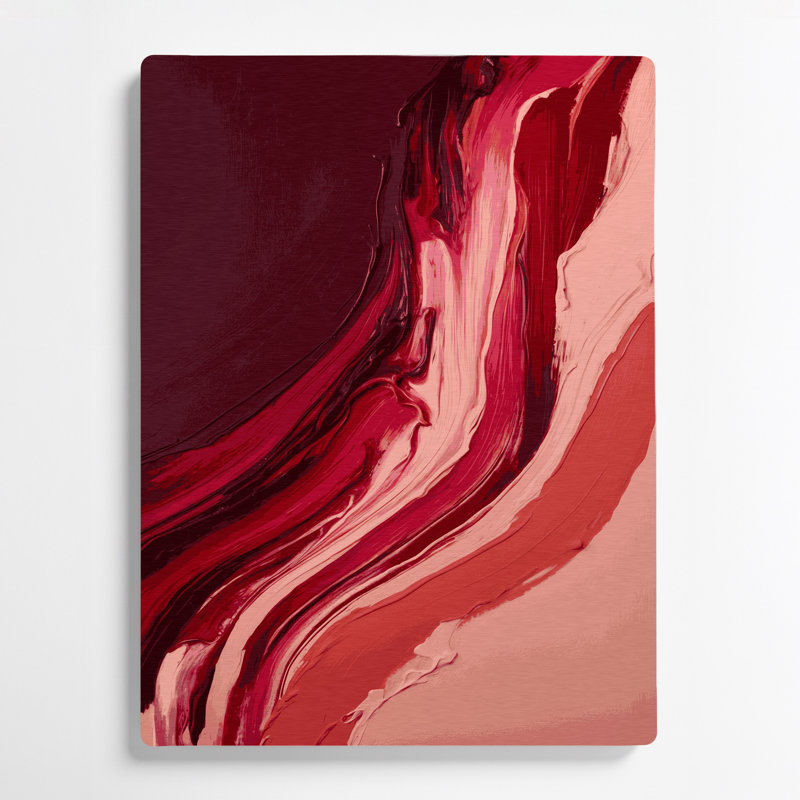Abstrait couleur champ 8 rouge, art mural en métal, H 11 po x l 14 po