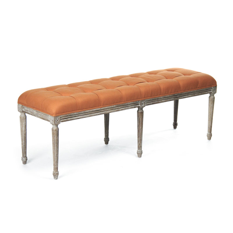 Louis Upholstered Bench, Orange