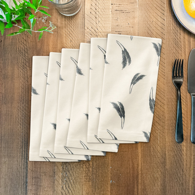 Floral Rectangle Napkin, Cream/Emerald