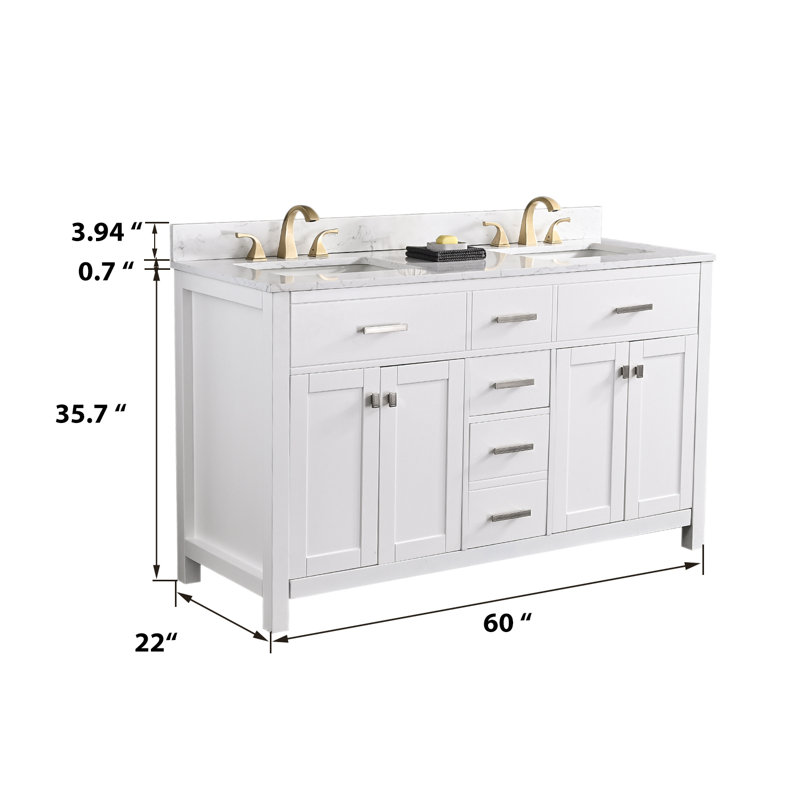 Ensemble de meuble-lavabo double 60 po Cheemeng