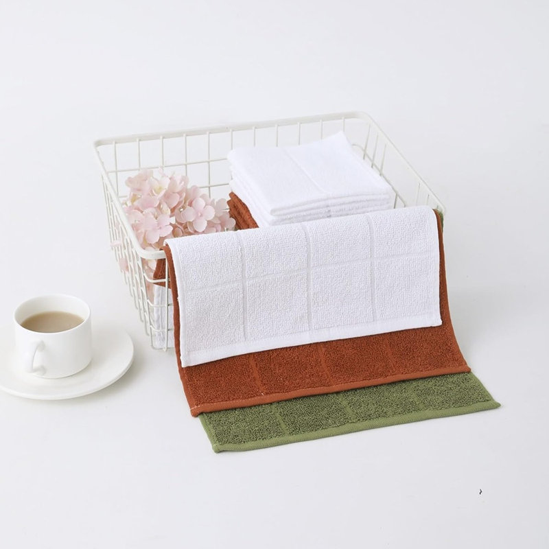 Paquet de 12 lavettes 100% coton - chiffons de nettoyage très absorbants pour la vaisselle, l'essuyage et l'utilisation quotidienne