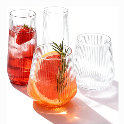 Ensemble de 48 verres jetables en plastique Origami Ripple, bordures dorées