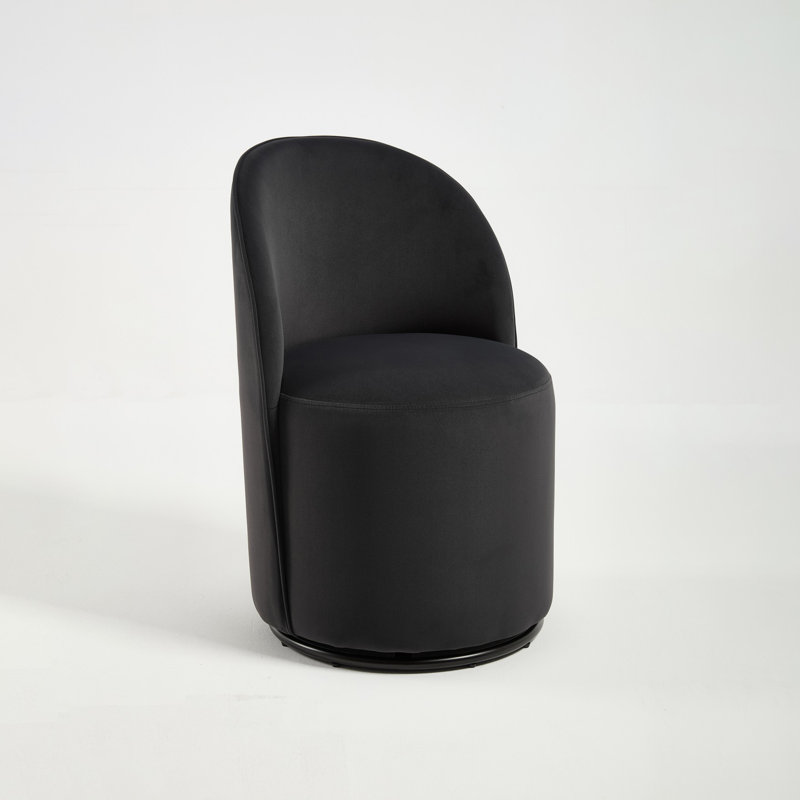 Velvet Swivel Barrel Chair, Black