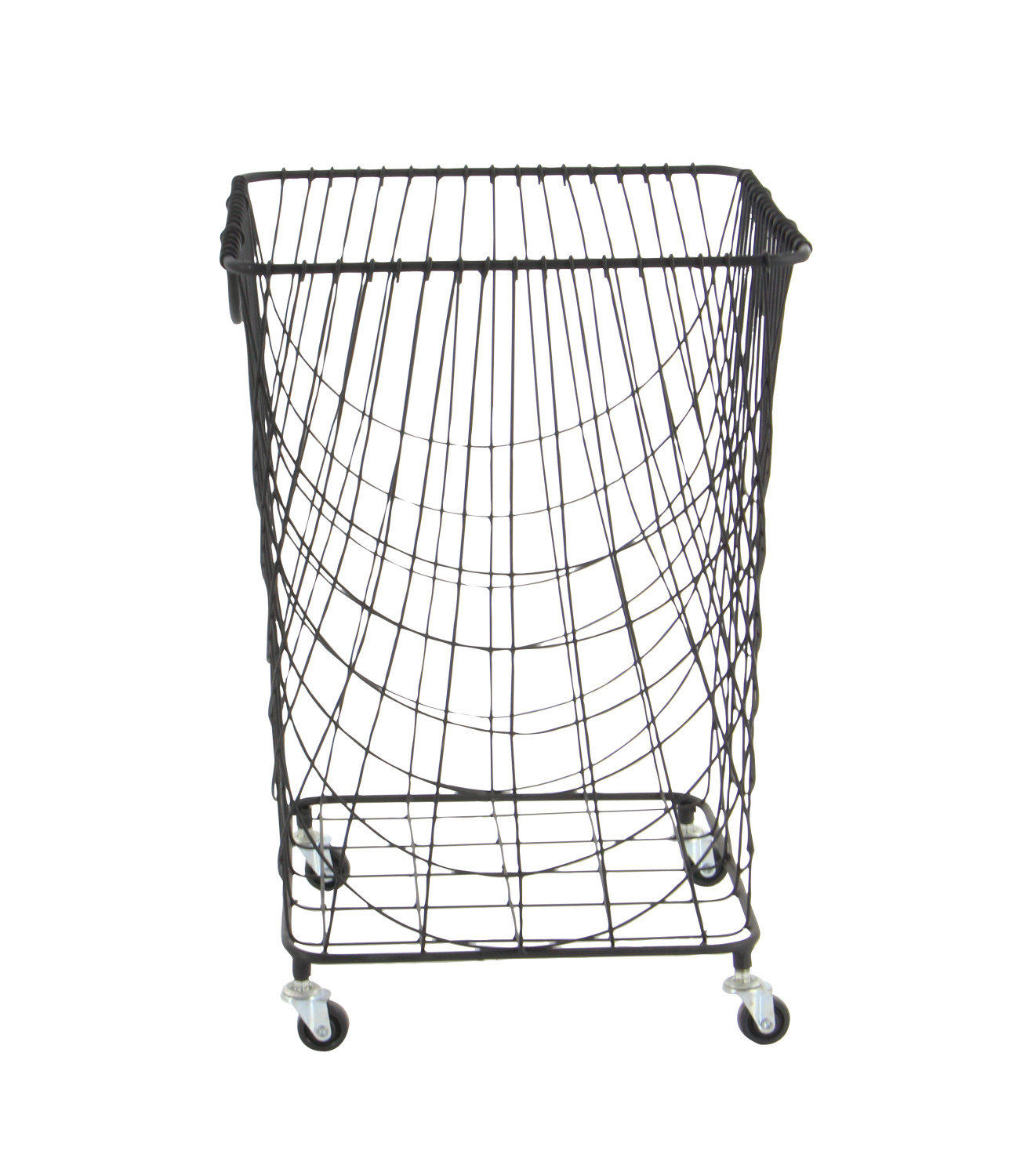 Metal Mesh Rolling Laundry Cart, Black, Small ( 24" H x 16" W x 16" D)
