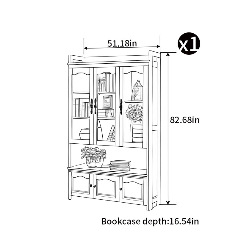 Bibliothèque moderne de style champêtre, Crème / bleu ciel