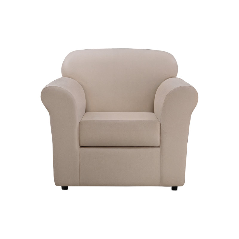 Pebbled Ivory Stretch Leather Chair Slipcover