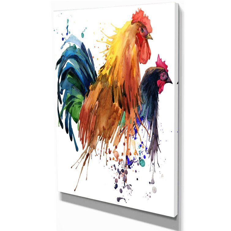 Key West Watercolor, Rooster Print, Cat Print, Tropical Wall Art, Chicken  Painting, Mile Marker 0, Bicycle Print, Colorful Print, Canvas 