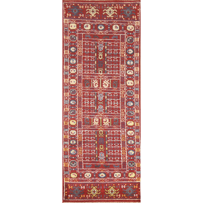 Tapis de couloir indien rouge 3x8