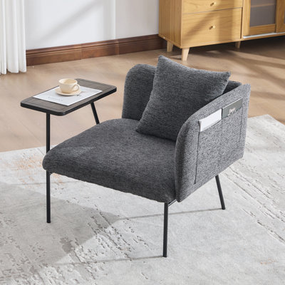 Fauteuil de loisir, fauteuil de détente avec petite table et coussin de dossier
