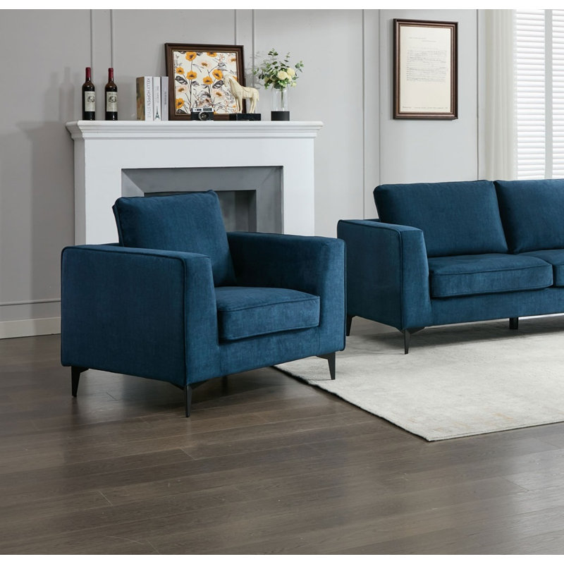 Carmen Modern Upholstered Accent Chair, Blue
