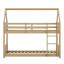 Lit superposé simple au-dessus de simple, structure de lit en bois d'hévéa avec échelle et garde-corps, lit superposé au sol-107391812