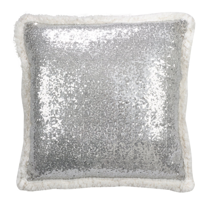 Paillette Collection Sequined Throw Pillow, Silver