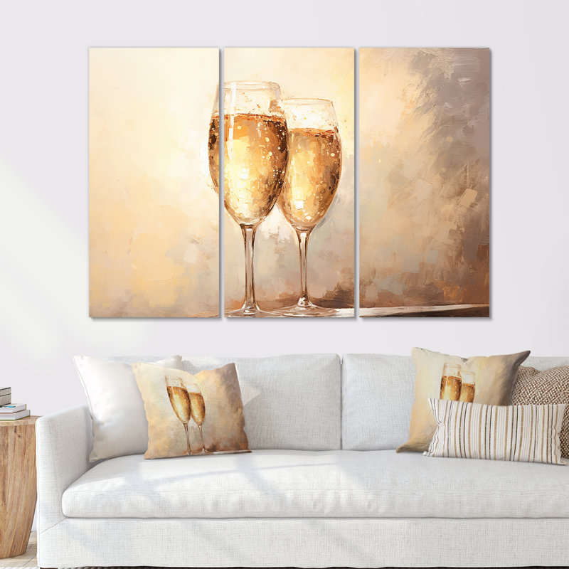 Ensemble de salon minimaliste avec verres à champagne, H 40 po x l 60 po