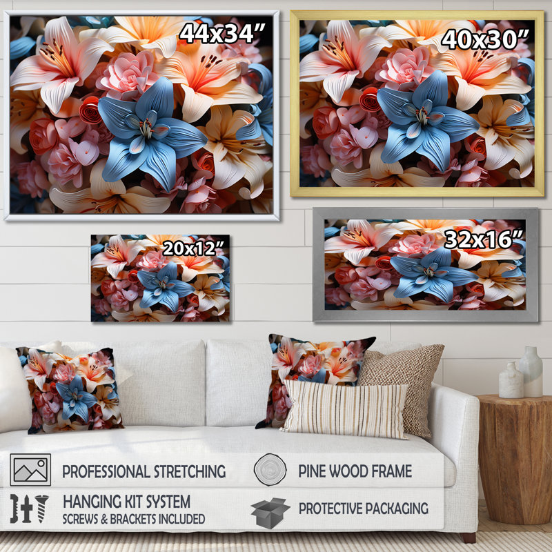 «Colorful Lilies Field Vibrant I», reproduction d'art sur toile, H 24 po x l 32 po x P 1 po, Toile tendue