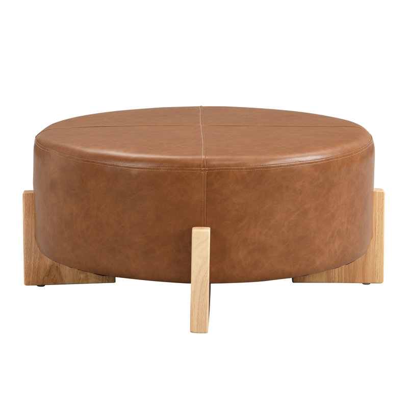 Theo Modern PU Leather Round Cocktail Ottoman
