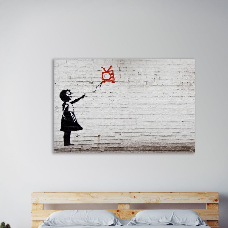 « television balloon fille », reproduction d’impression sur toile tendue, H 12 po x l 18 po x P 1,5 po