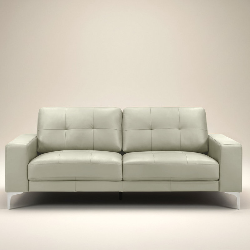 Caomhan Contemporary Genuine Leather 2 Piece Living Room Sofa Set, Left Hand Facing, Beige