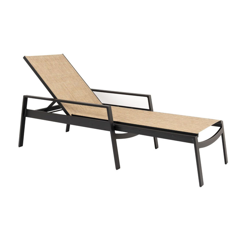Adjustable Chaise Lounge With Arms, Oyster, Augustine Alloy