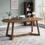 Bureau d'ordinateur de direction ovale 63 po avec plateau en bois massif et pieds-133574034