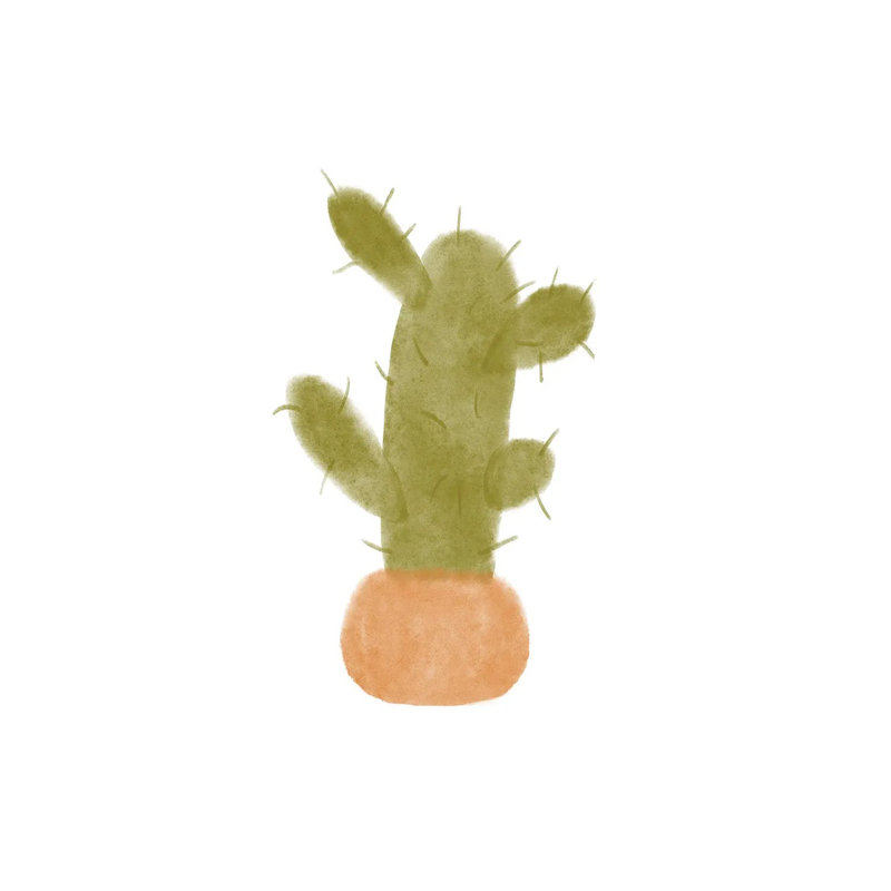 Watercolour Cactus IV by Bannarot - Wrapped Canvas Print, 93.98 cm H x 93.98 cm W x 1.91 cm D