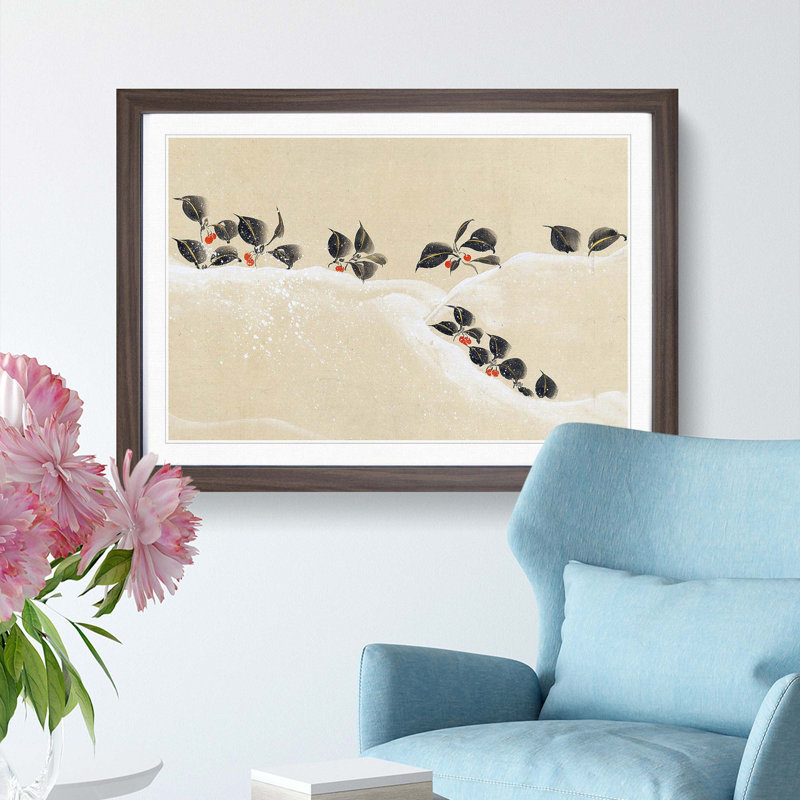 Winter Tree by Flowers Vol.1 by Sakai Hoitsu - Picture Frame Painting Print, Walnut Framed, 36cm H x 48cm W x 2cm D