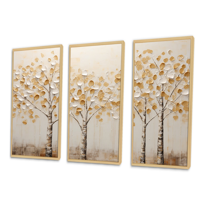 Ensemble d'armoire murale Beige Trees Harmony, H 28 po x l 36 po x P 1 po, Cadre naturel flottant