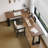 Brown L-Shaped Solid Wood + Iron desk-108839990-108839992