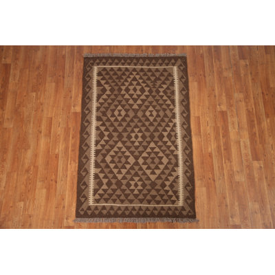 Reversible Kilim Brown Wool Rug 3x5