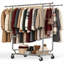 Extendable Double Clothes Rail with Hanging Rings and Castors