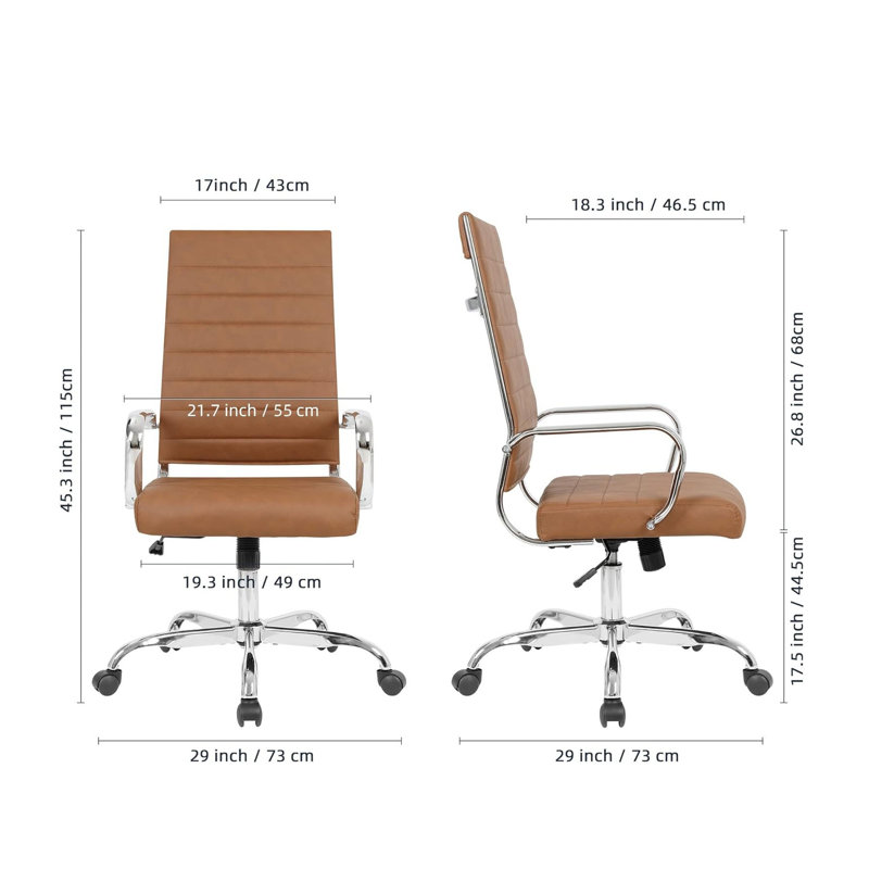 Chaise de bureau Fauteuil de direction en cuir nervuré