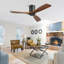 132CM Solid Wood 3-Blade Propeller Ceiling Fan with Remote Control-2115795556