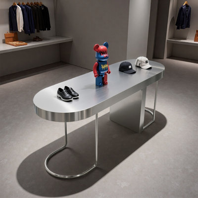 Stainless Steel Oval Retail Display Table