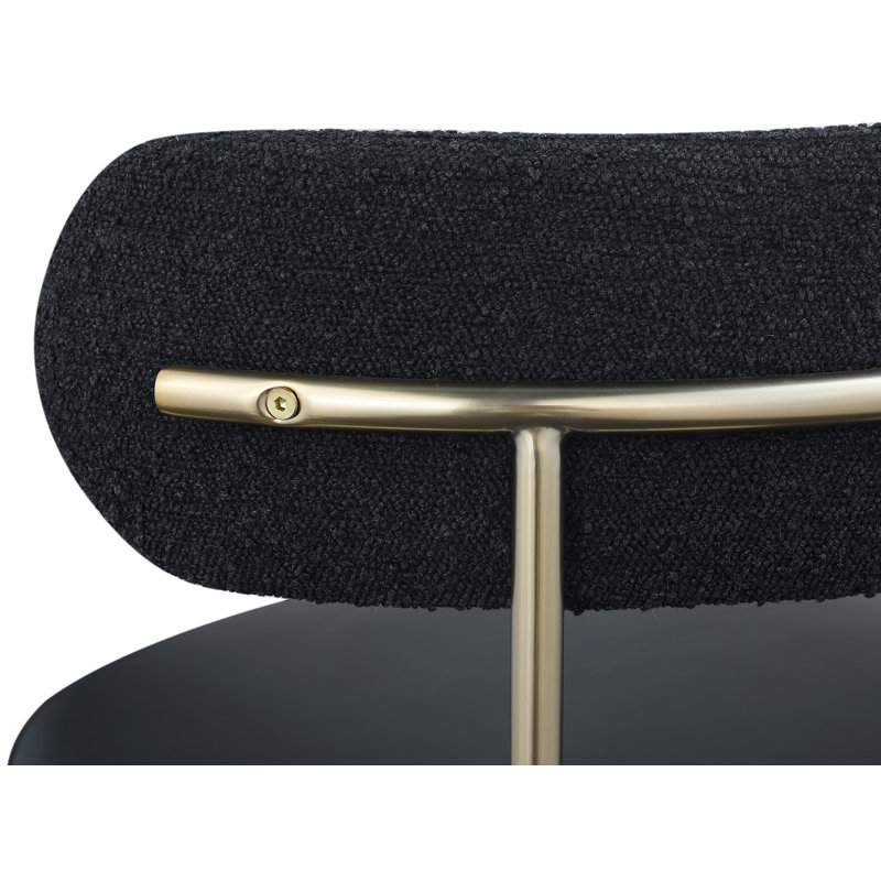 Beacon Side Chair, Black Boucle Fabric, Brushed Brass