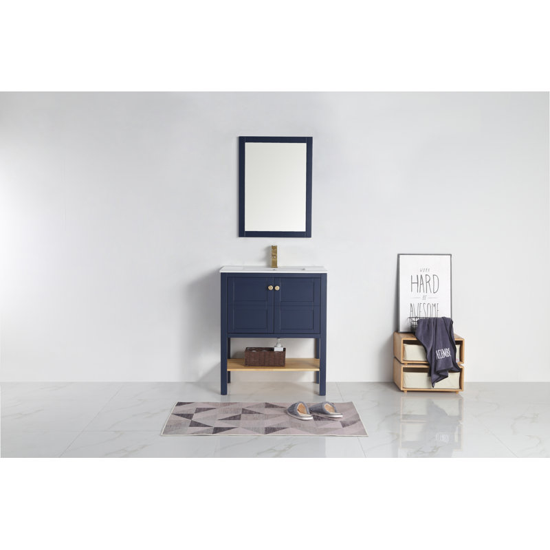 Ensemble de meuble-lavabo simple 24 po Derenzo, Bleu marine, Or