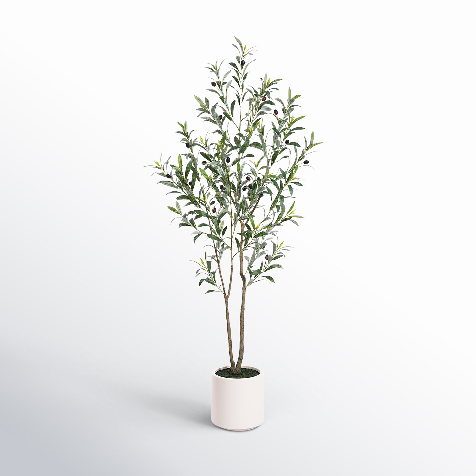 Altman Faux Olive Tree in White Planter, Lifelike Fake Olive Plant for Indoor and Outdoor Decor, 60'' H x 8.6'' W x 8.6'' D