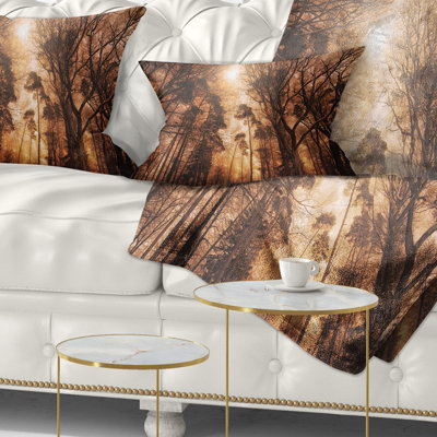 Coussin décoratif pittoresque forêt d'automne - paysage