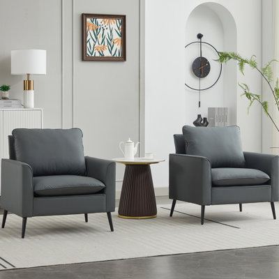 Gris 2 places en cuir 2 pièces, similicuir respirant, confortable pour la détente, convient à divers espaces intérieurs 2 pièces en matériau, accent élégant, rembourré, salon à installation rapide, etc.