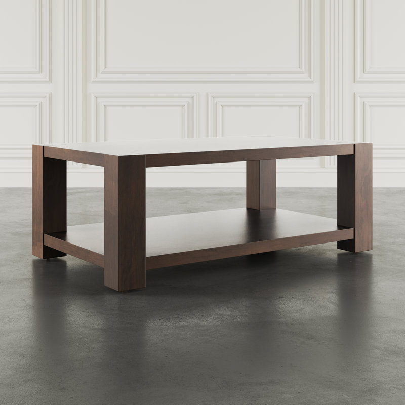 Bremen 50" Transitional Modern Block-Frame Coffee Table with Storage and Wheels
