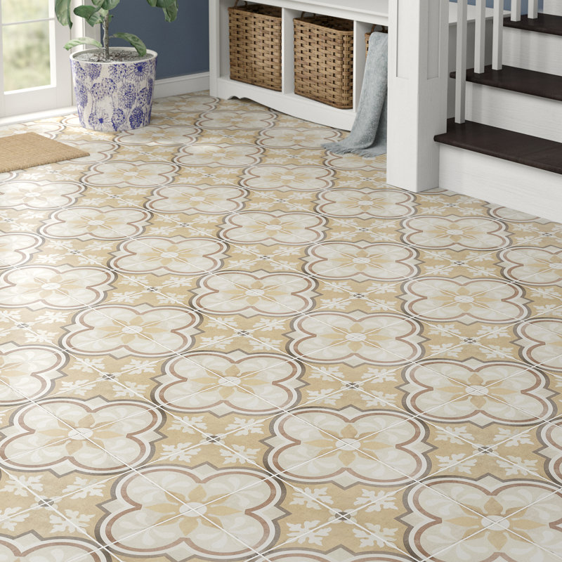 Carreau de porcelaine espagnol pour mur et plancher 8 "x 8" Encausto, Grande Fiore