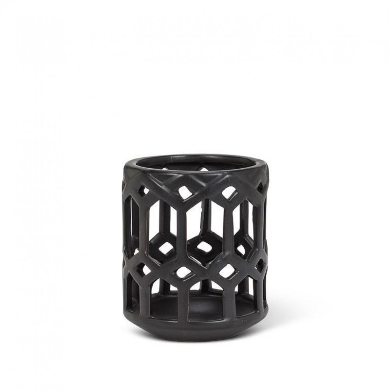 Lanterne bougie ajourée noir mat, H 4,5 po x l 4 po x P 4 po