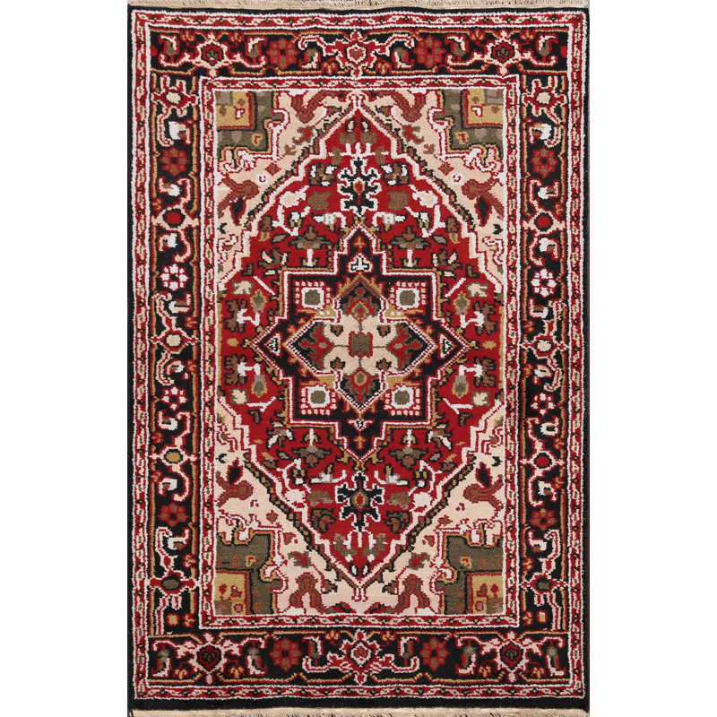 Tapis à motif oriental géométrique traditionnel 4 x 6