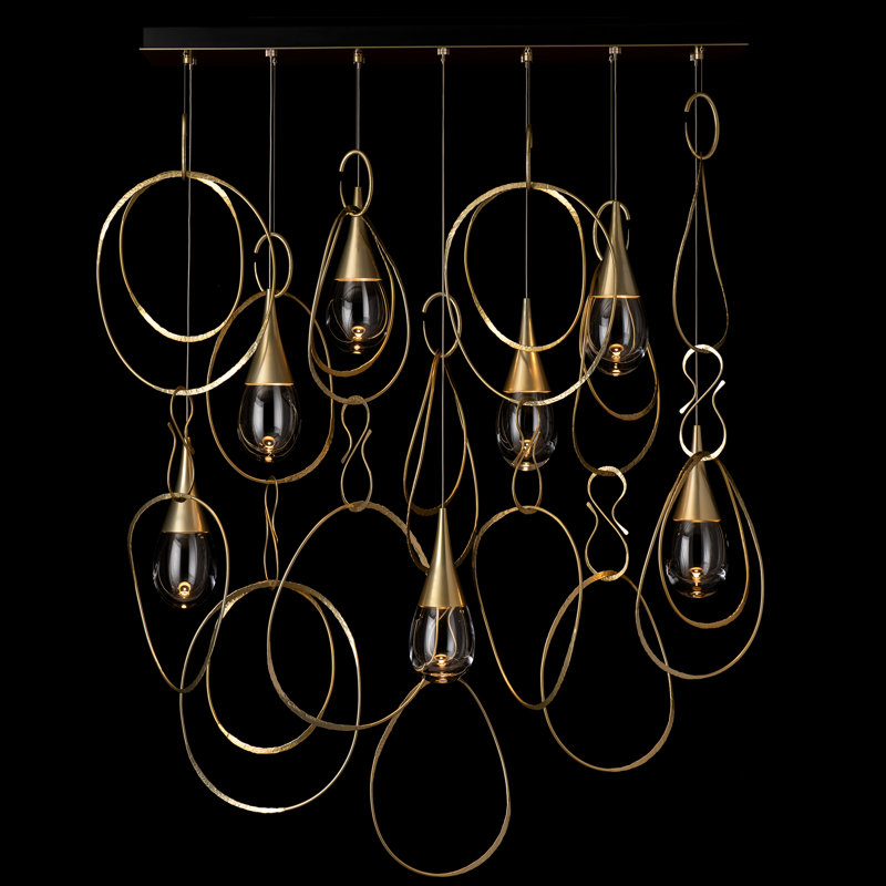 Lyric 7-Light Linear Pendant, Long, Modern Brass