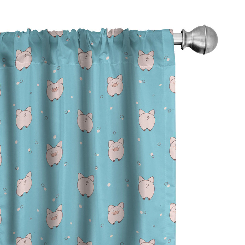 Pig Semi-Sheer Rod Pocket Curtain Panels, 28" x 95"