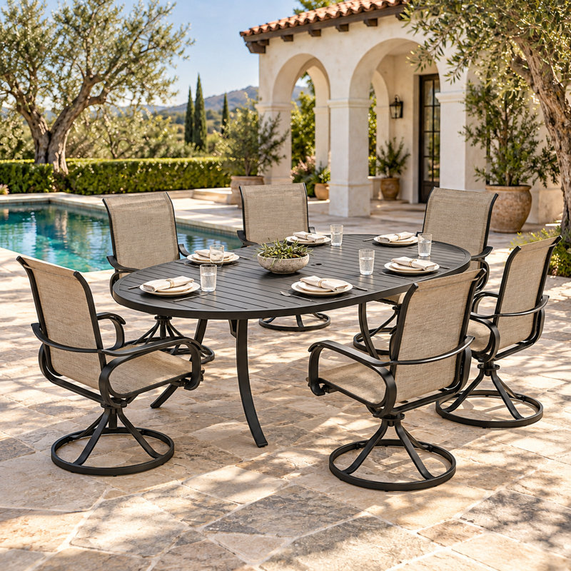 Ensemble de 2 chaises d'extérieur pivotantes à bascule pour patio - brun, Brun
