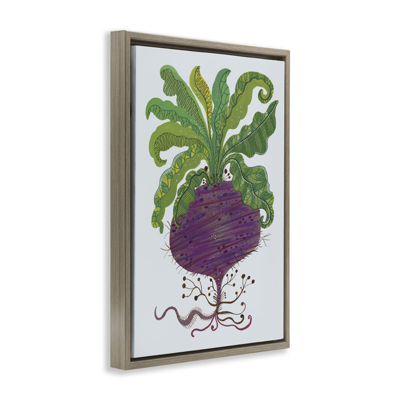 Cadre flottant stylisé de légumes de betterave rouge, design par Kay Widdowson, H 31 po x l 21 po