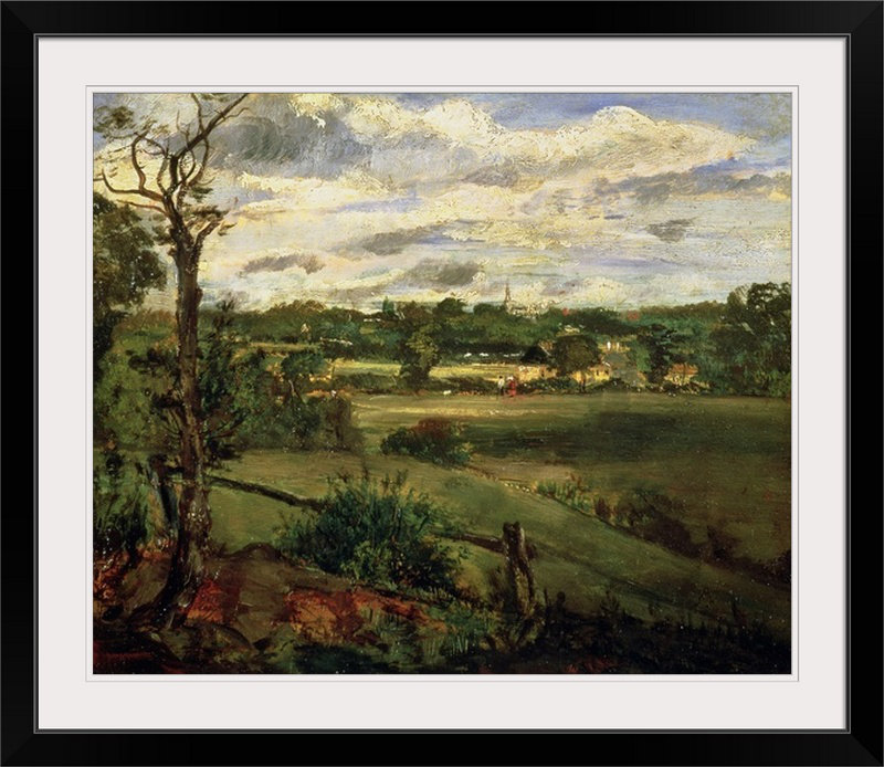 «View of Highgate from Hampstead Heath, c.1834» par John Constable, reproduction d'art, H 32 po x l 38 po x P 1 po
