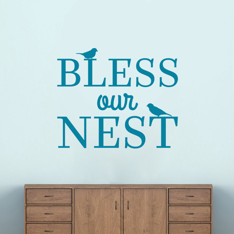 Décalcomanie murale bless notre nid, Bleu sarcelle